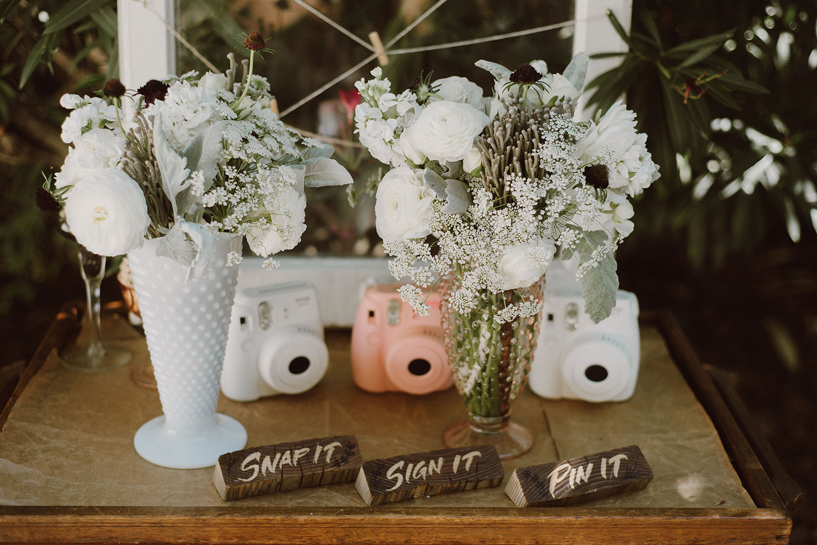 Instax Guestbook Table Settings | Backyard Chico California Wedding