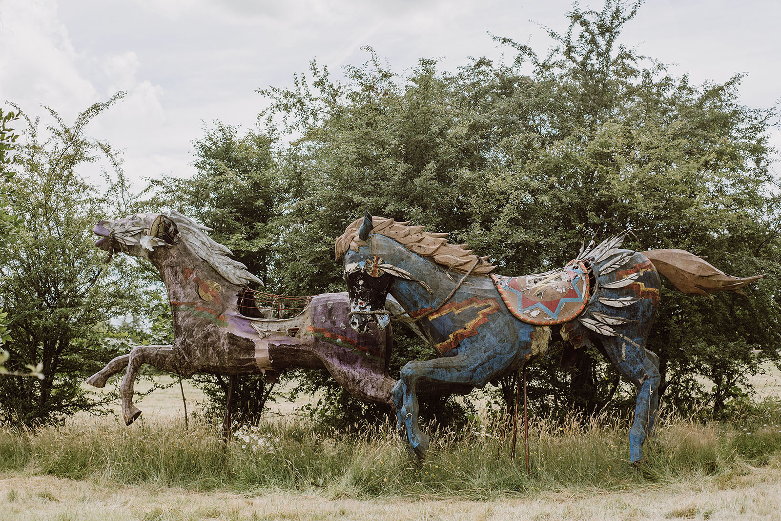 Horse Statues at Pendarvis Farm | Woodsy Campground Wedding