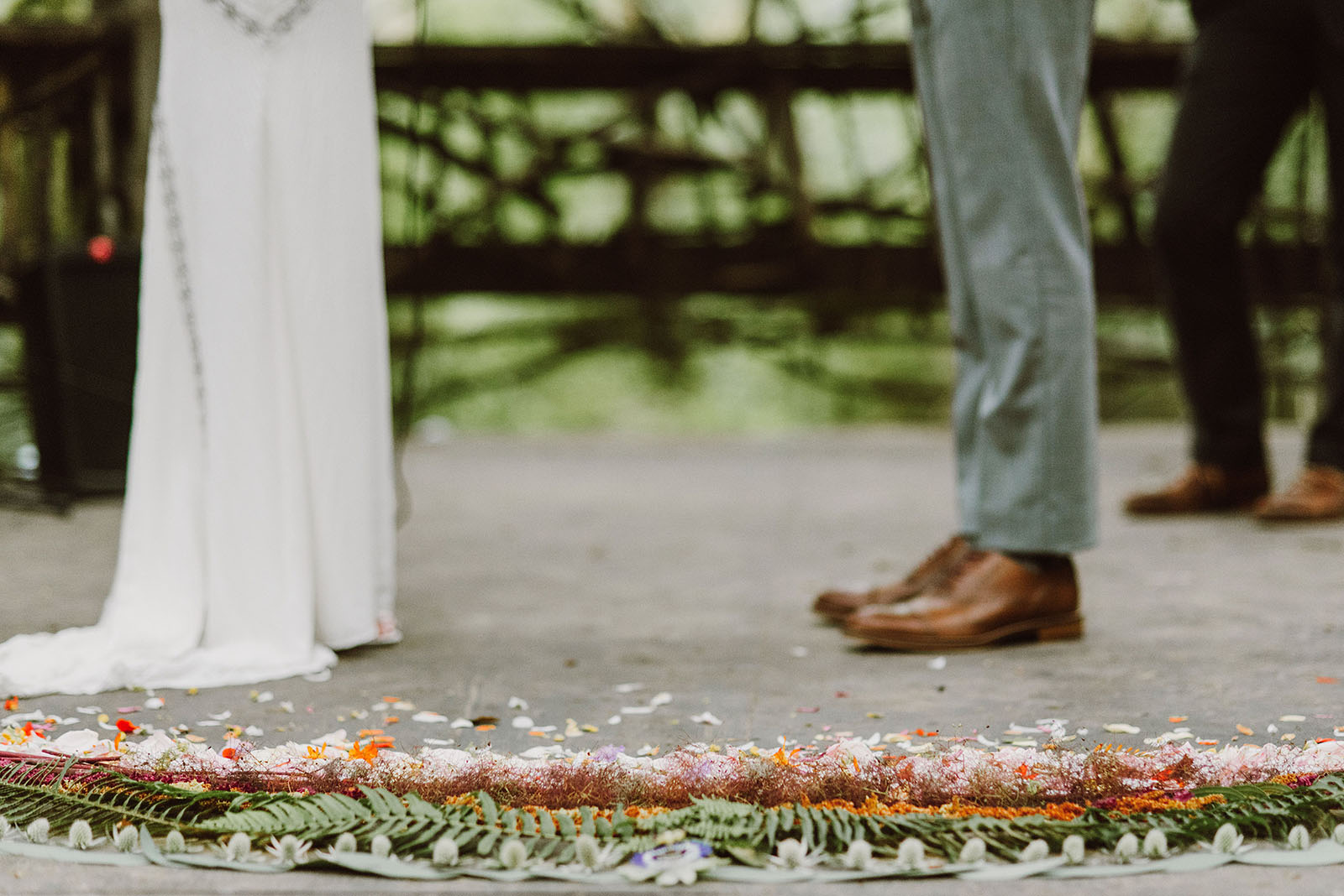 Ceremony at the Woods Stage in Pendarvis Farm | Woodsy Campground Wedding