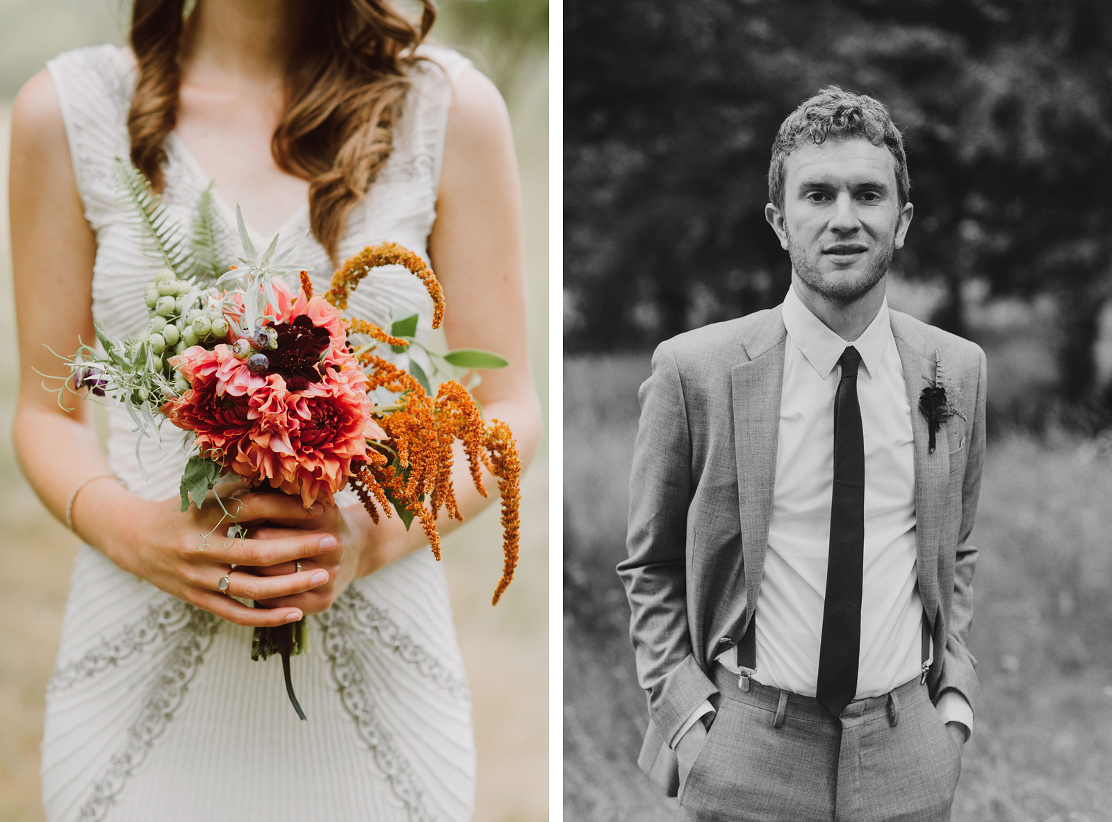 Bride and Groom portraits at Pendarvis Farm | Woodsy Campground Wedding