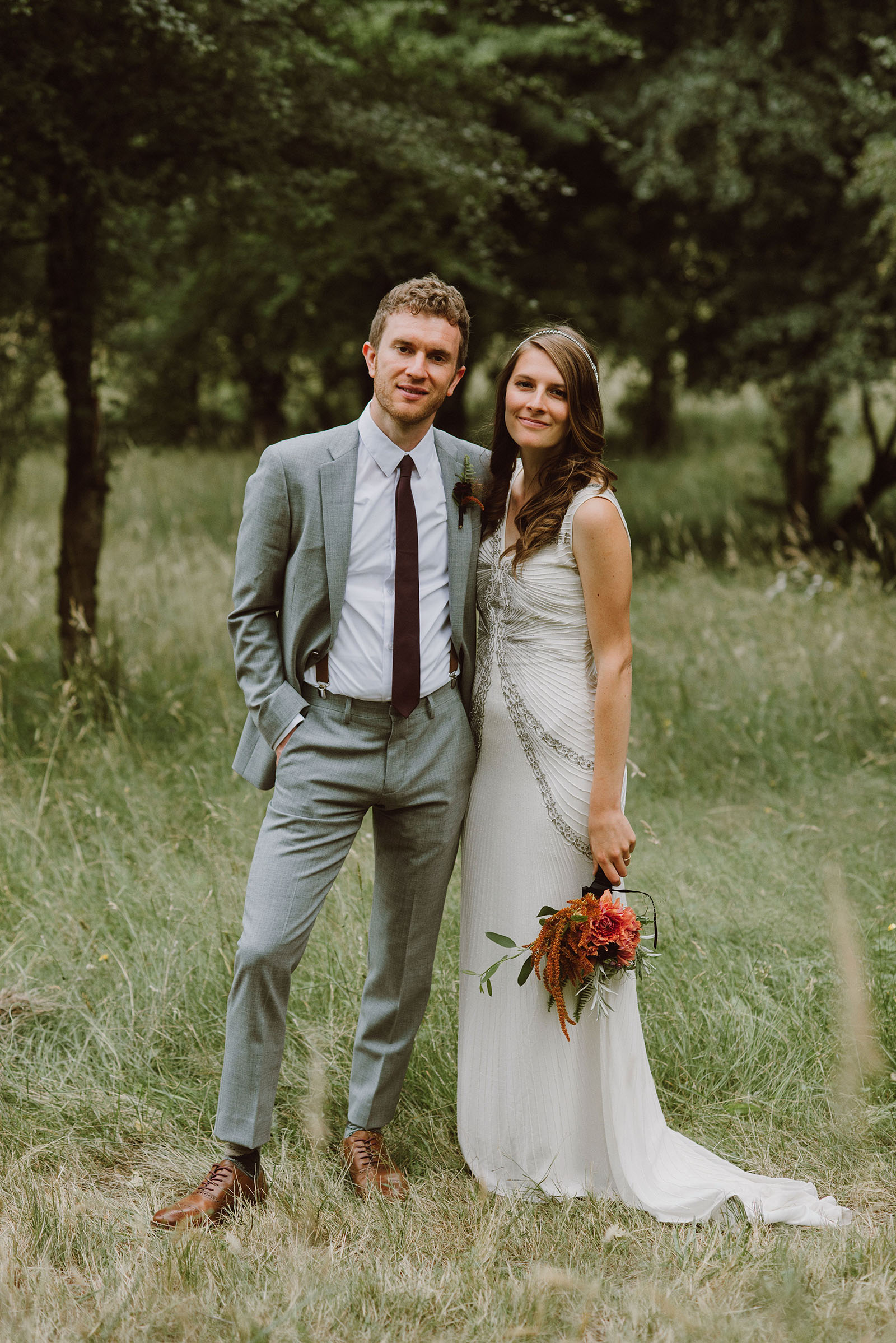 Bride and Groom portraits at Pendarvis Farm | Woodsy Campground Wedding