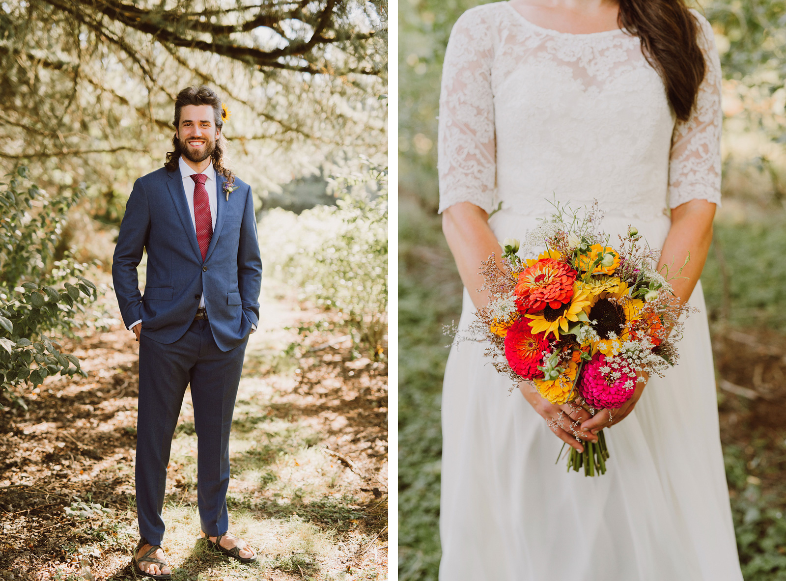 Portraits of the bride and groom at the Croft Farm | Sauvie Island Wedding
