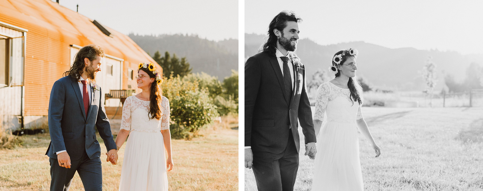 Bride and Groom walking down the aisle | Sauvie Island Wedding