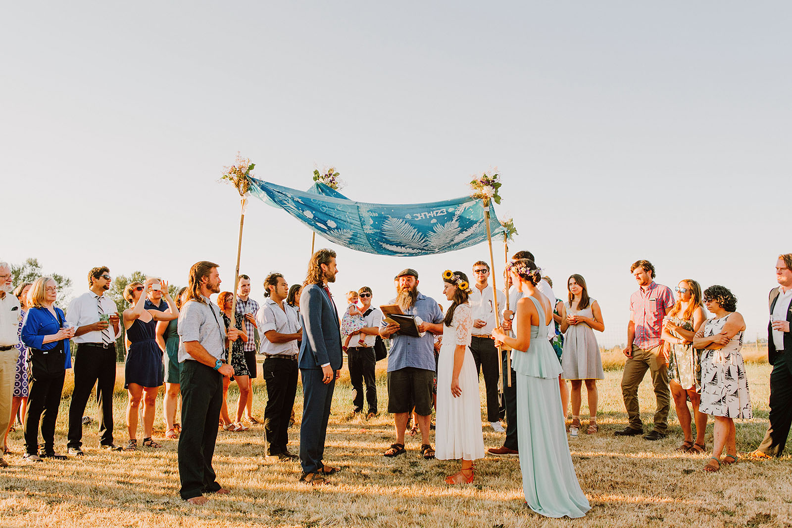 Ceremony under a chuppah at the Croft Farm | Sauvie Island Wedding