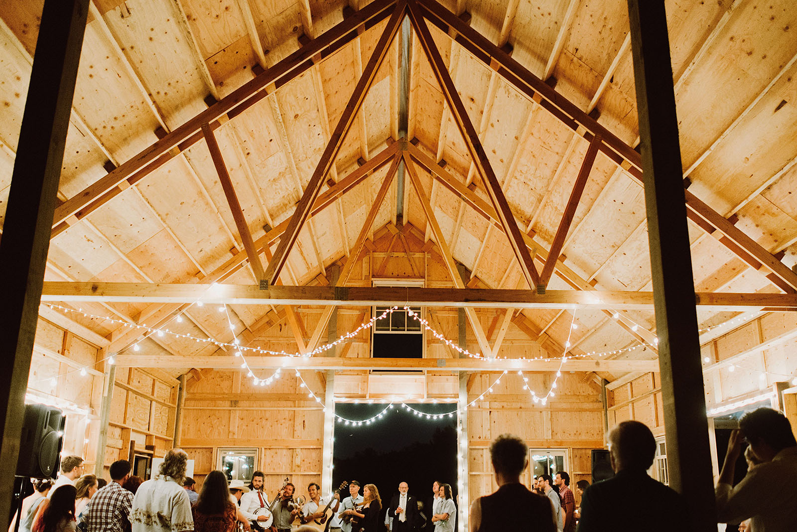 Groom and friends performing bluegrass | Sauvie Island Wedding