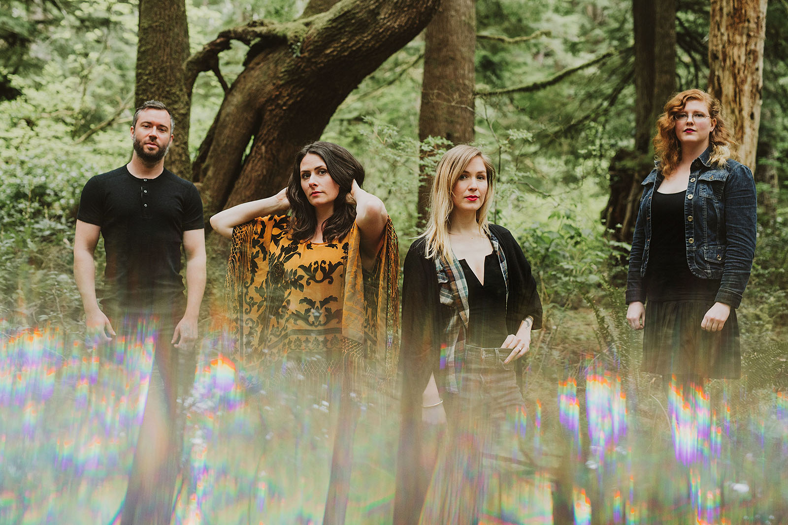 Prism portrait of folk band Lenore in Oswald West State Park | Portland Band Photographer
