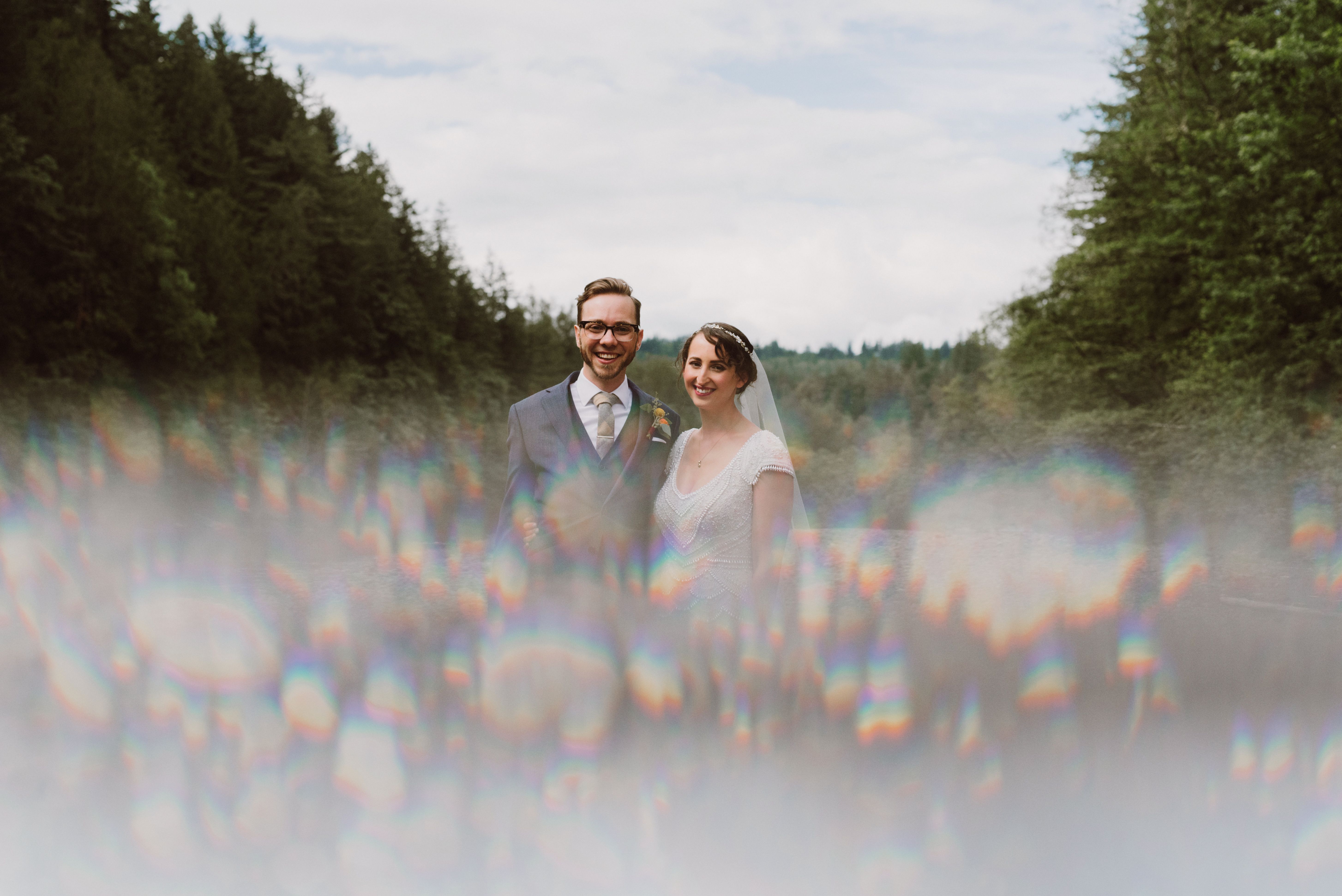 Bride and Groom portraits on the river at Camp Angelos