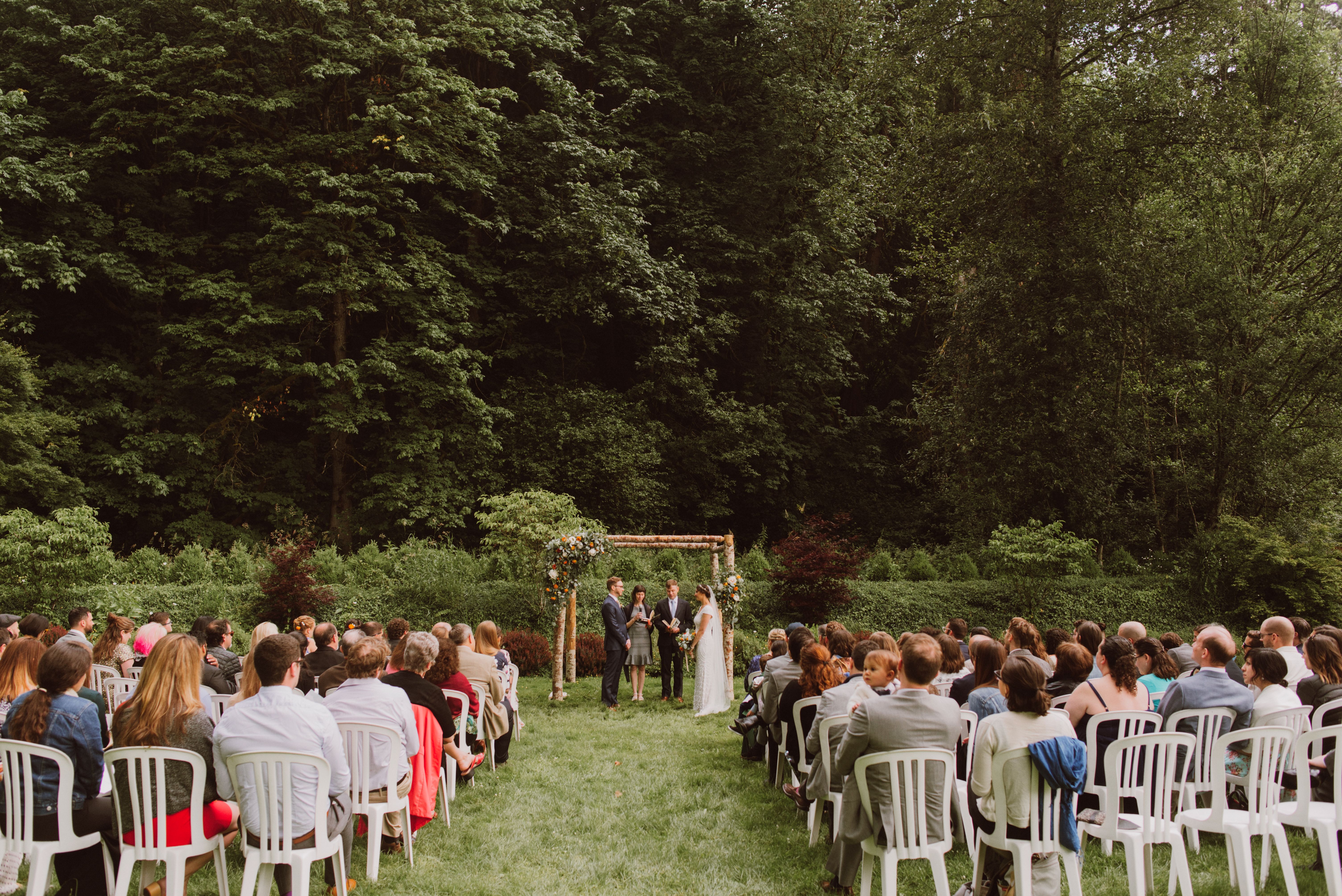 Ceremony on the lawn at Camp Angelos