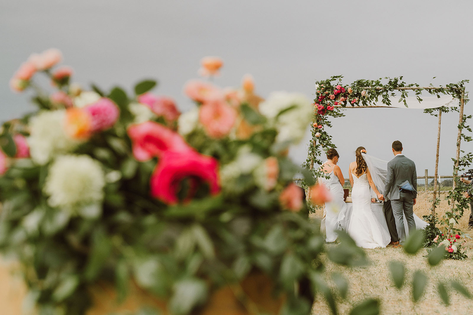 bride and groom at a Sauvie Island ceremony  - Portland Wedding photography
