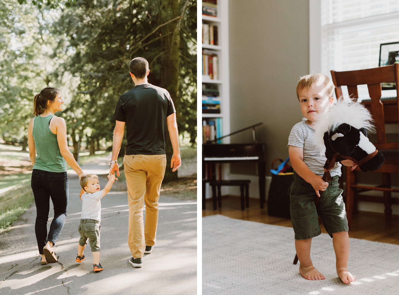 parents walking toddler through Laurelhurst Park - Portland Wedding photography