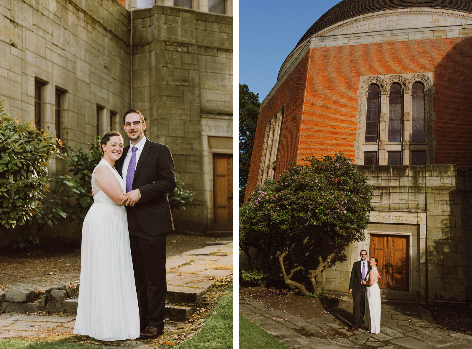 Bride and Groom portraits at their Congregation Beth Israel wedding