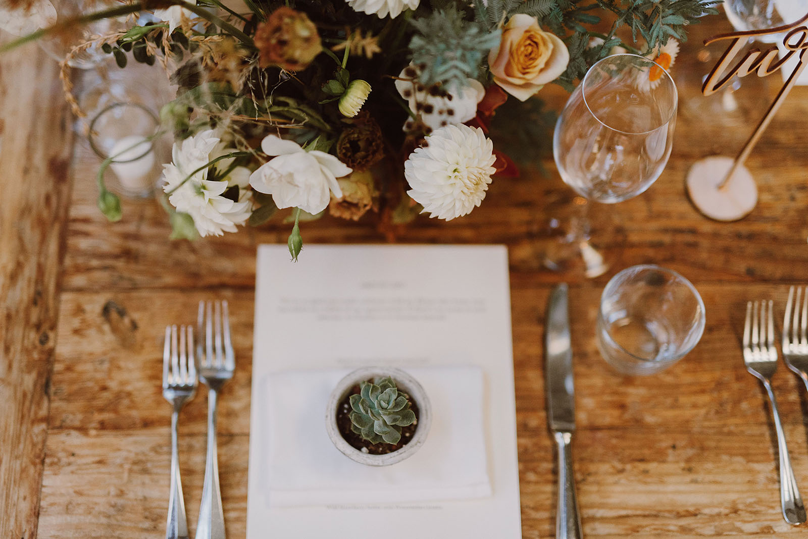 Table settings at a Foreign Cinema wedding in San Francisco, CA