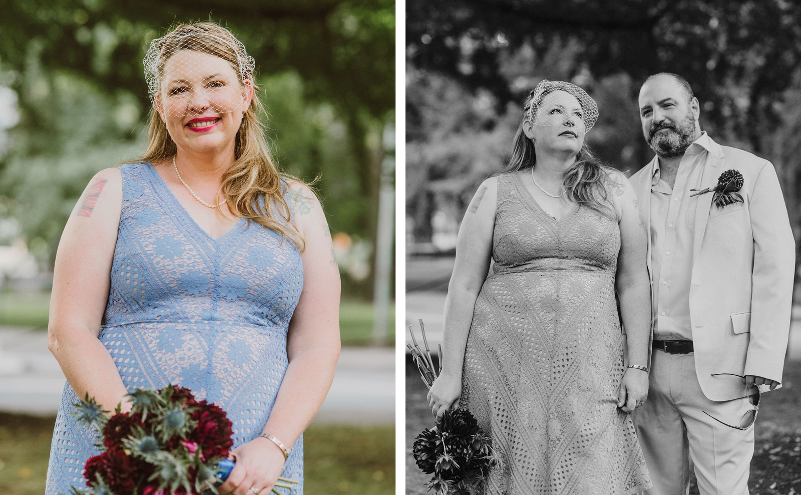 Portrait of newlyweds at an intimate Ned Ludd wedding