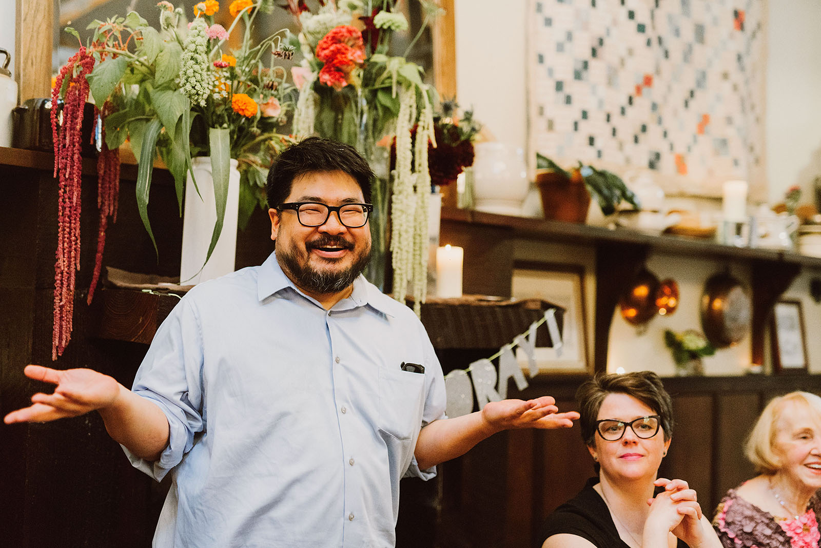 Speeches and toasts inside Elder Hall for an intimate Ned Ludd wedding