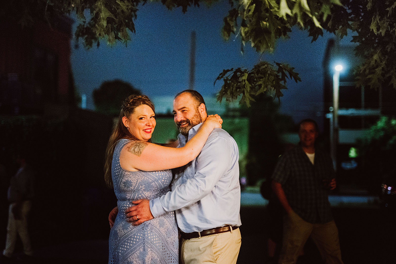 Bride and Groom dancing outside Elder Hall at an intimate Ned Ludd wedding
