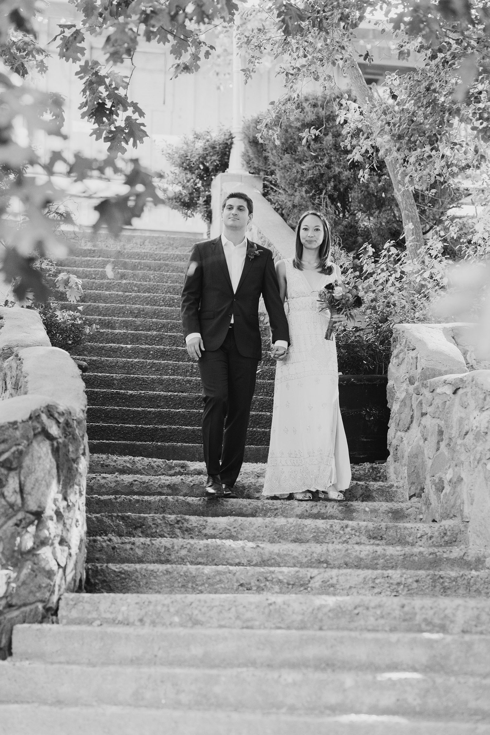 Bride and Groom walking into ceremony at a Sacred Mountain Retreat Wedding