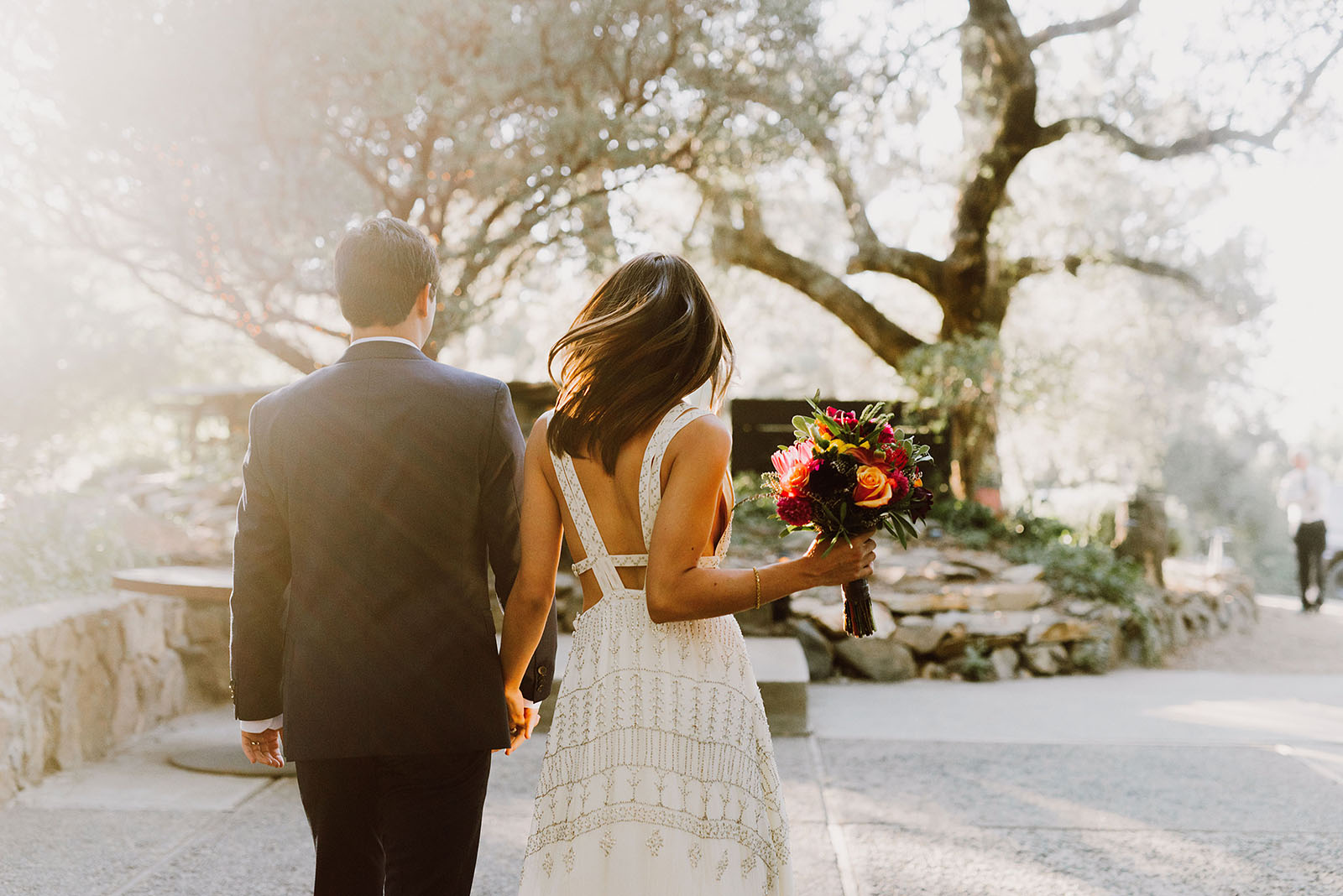 Bride and Groom exiting their Sacred Mountain Retreat Wedding ceremony