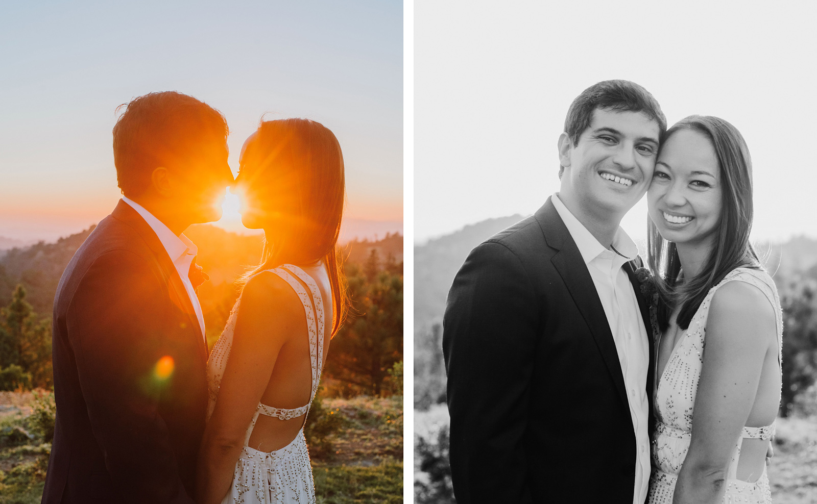 portraits of the bride and groom at a Sacred Mountain Retreat Wedding