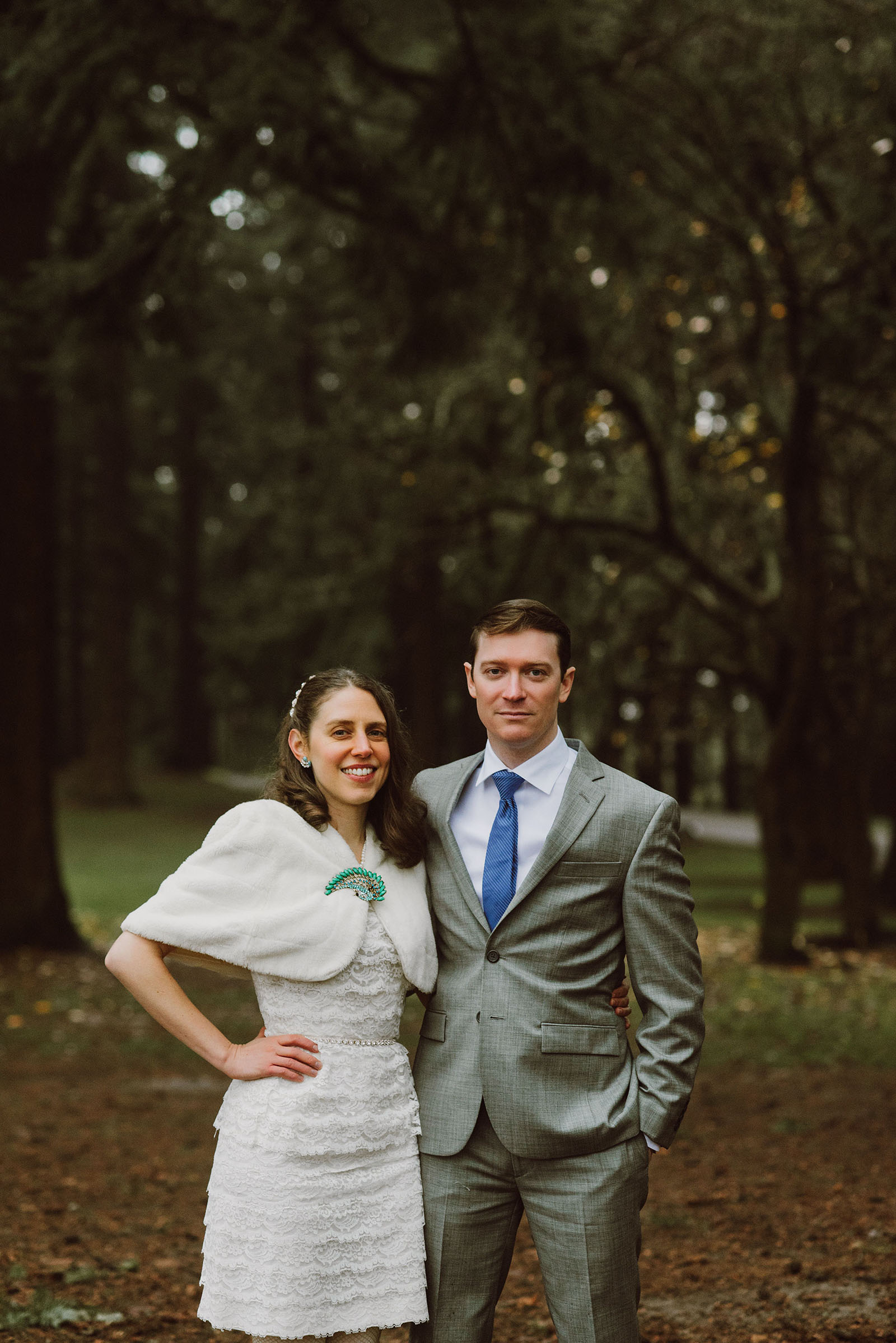 Portraits of Bride and Groom at Mt. Tabor Park
