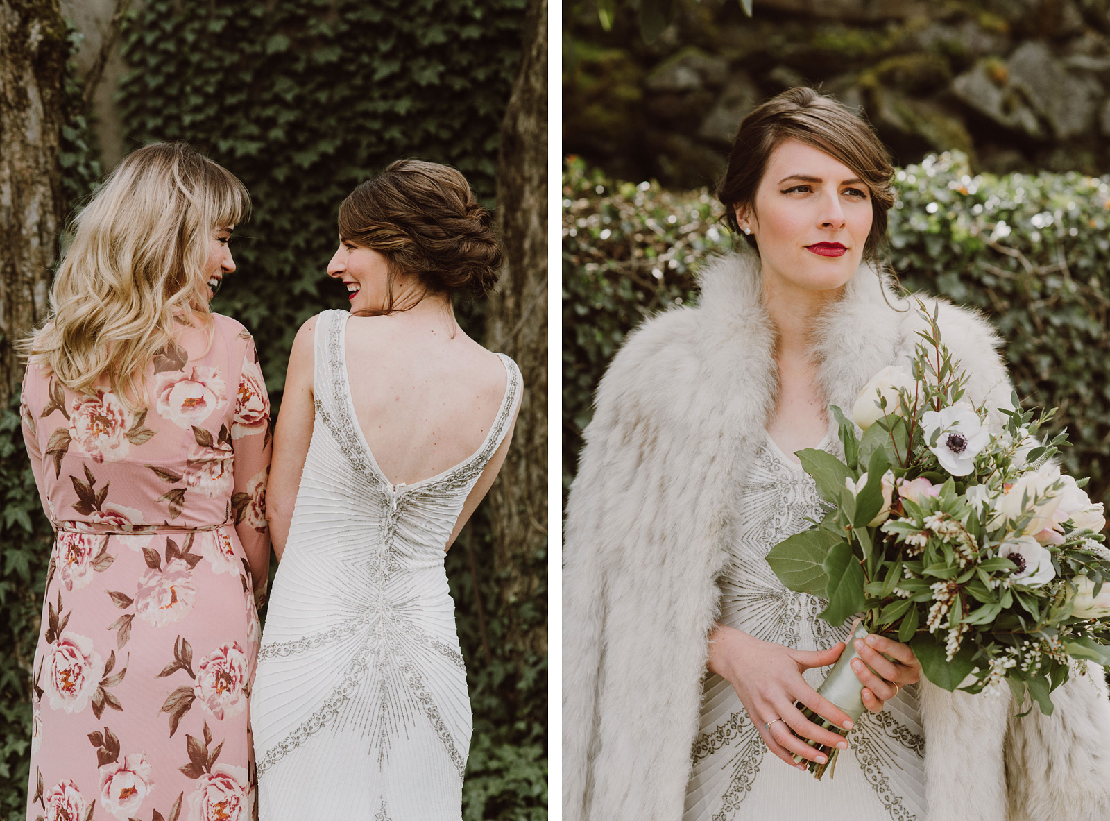 Portland Bridal Photography - Bride and bridesmaid giggling