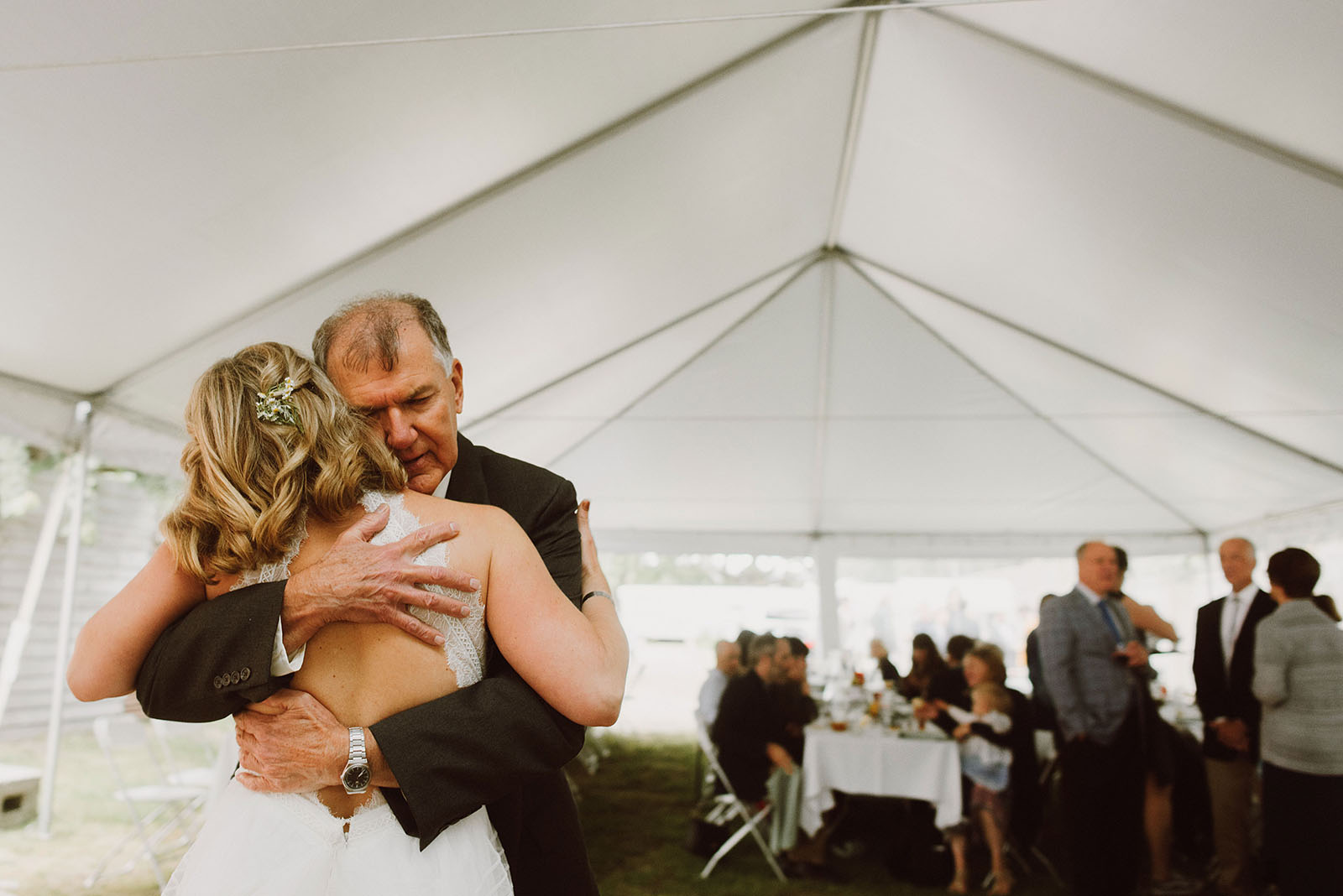 Father Daughter dance at a SouWester Wedding in Seaview, WA
