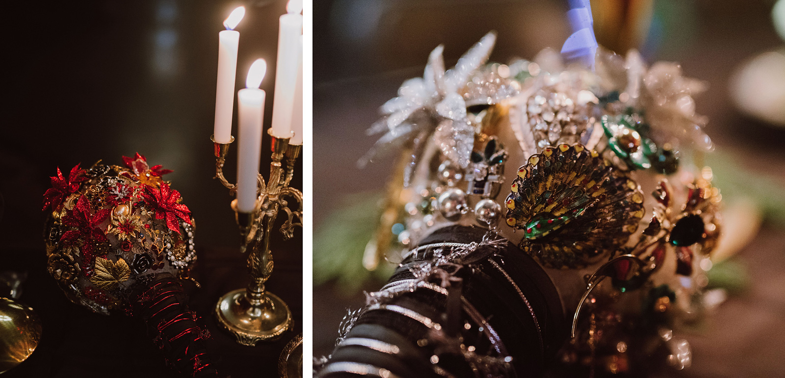 Brooch bouquets for the bride and maid of honor at The Colony St Johns Wedding