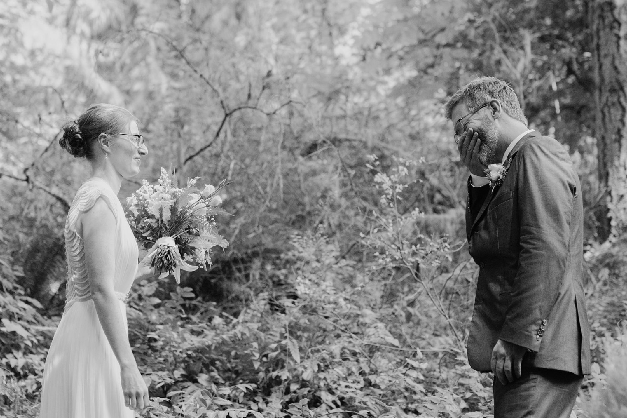 Emotional First Look between Bride and Groom | Portland Wedding Photographer