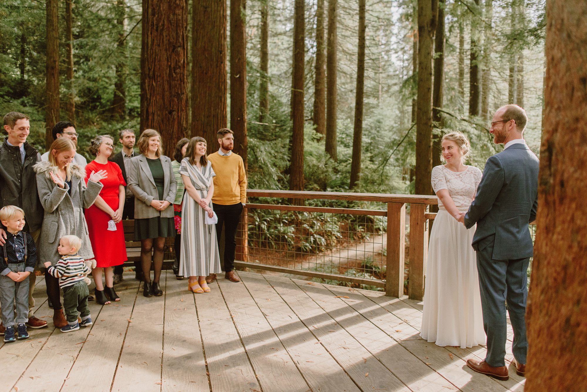 Wedding ceremony on the Hoyt Arboretum Deck in Portland, OR