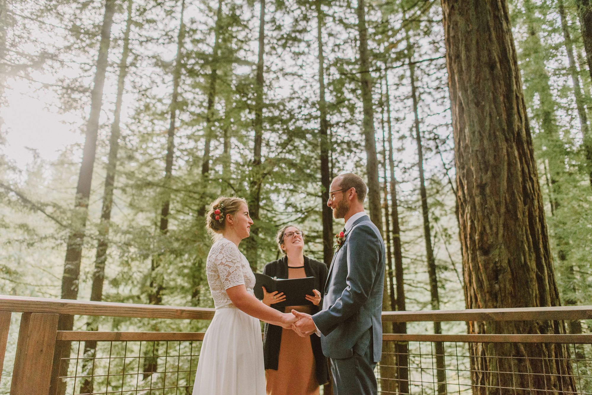 Wedding ceremony on the Hoyt Arboretum Deck in Portland, OR