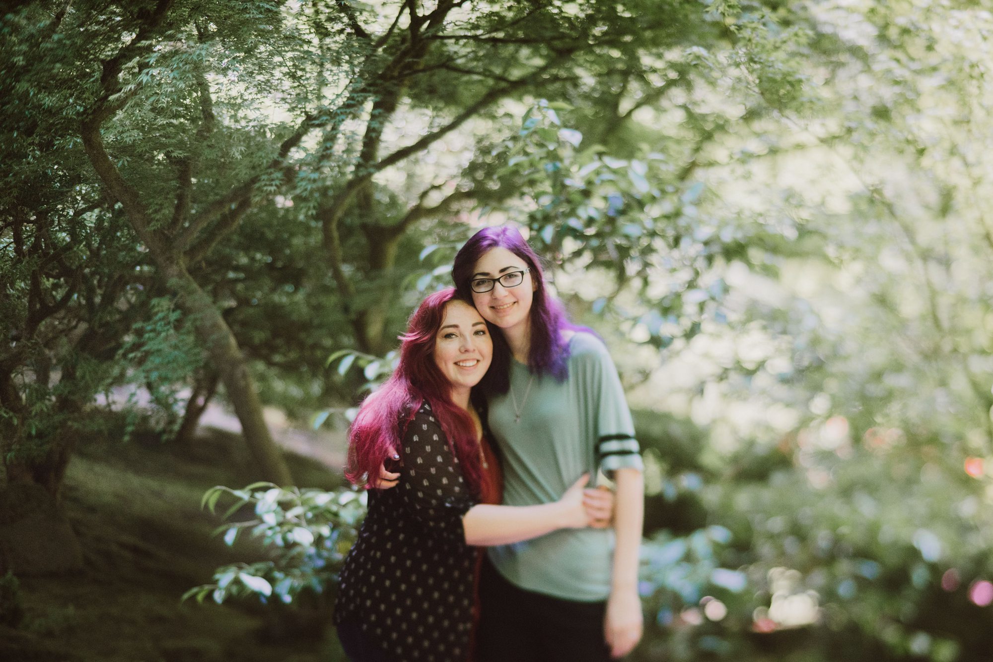 Engagement photos in Portland Japanese Gardens