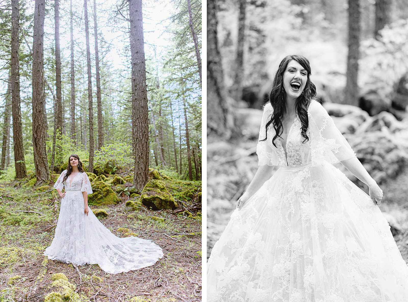 Bridal portraits in the forest - Trout Lake Wedding, WA