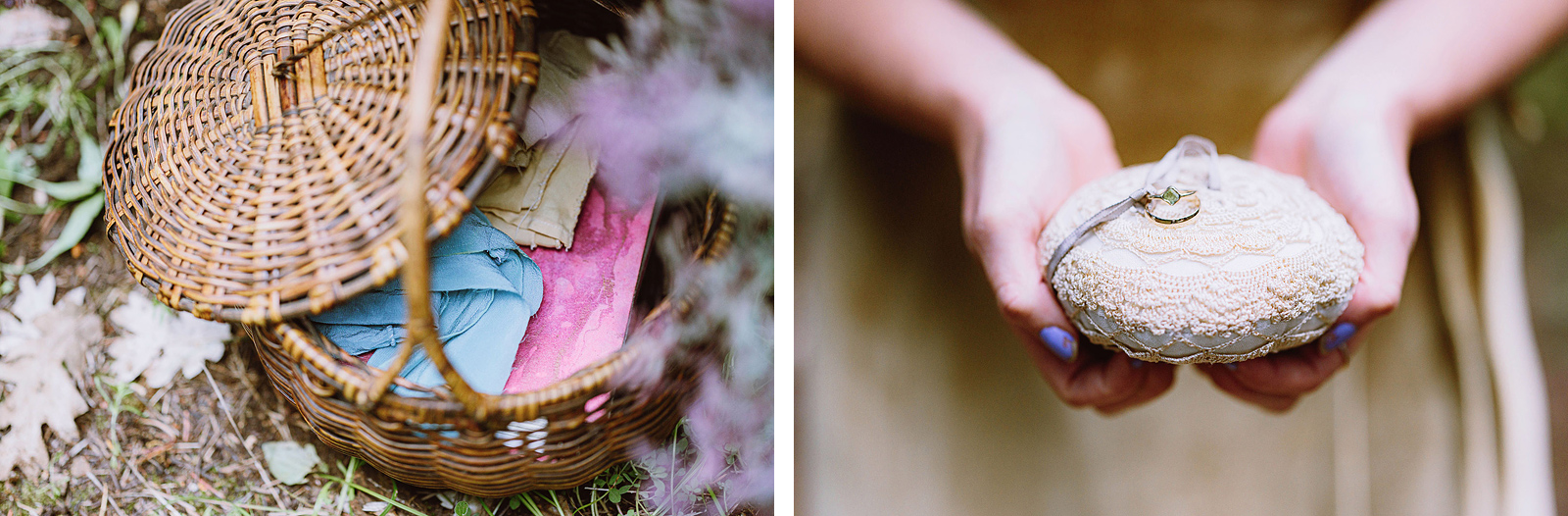 Ceremonial rings and handfasting fabric for a Trout Lake Wedding, WA